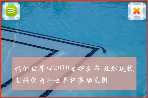我的世界杯2010桌游发布 让球迷提前感受南非世界杯赛场氛围